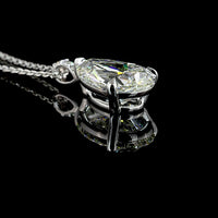14K White Gold North-South Pear Shape Lab Diamond Pendant with Brilliant Cut Accent Stones - 4.07 Total Carat Weight GIA Certified - Covaloro Fine Jewelry
