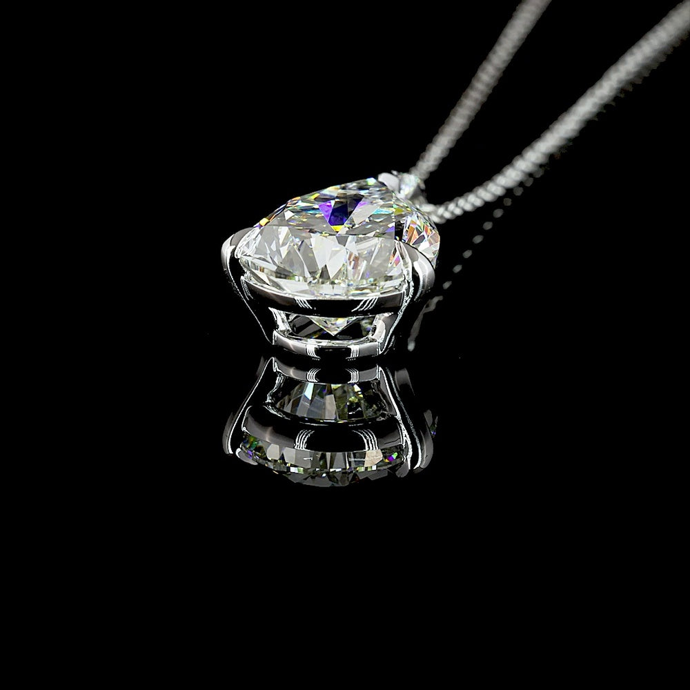 14K White Gold North-South Pear Shape Lab Diamond Pendant with Brilliant Cut Accent Stones - 4.07 Total Carat Weight GIA Certified - Covaloro Fine Jewelry