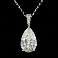 14K White Gold North-South Pear Shape Lab Diamond Pendant with Brilliant Round Accents - 2.67 Carat Total Diamond Weight, F VVS2 Clarity - Covaloro Fine Jewelry