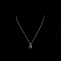 14K White Gold North-South Pendant with 3.47 Carat Emerald Cut Fancy Vivid Blue Lab Diamond and Brilliant Cut Lab Diamond Accents - 3.54 Carat Total Weight - Covaloro Fine Jewelry