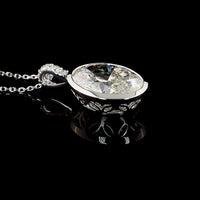14K White Gold North-South Pendant with 5.03 Carat Oval Lab Diamond and Accent Diamonds - 5.12 Carat Total Diamond Weight GIA Certified - Covaloro Fine Jewelry