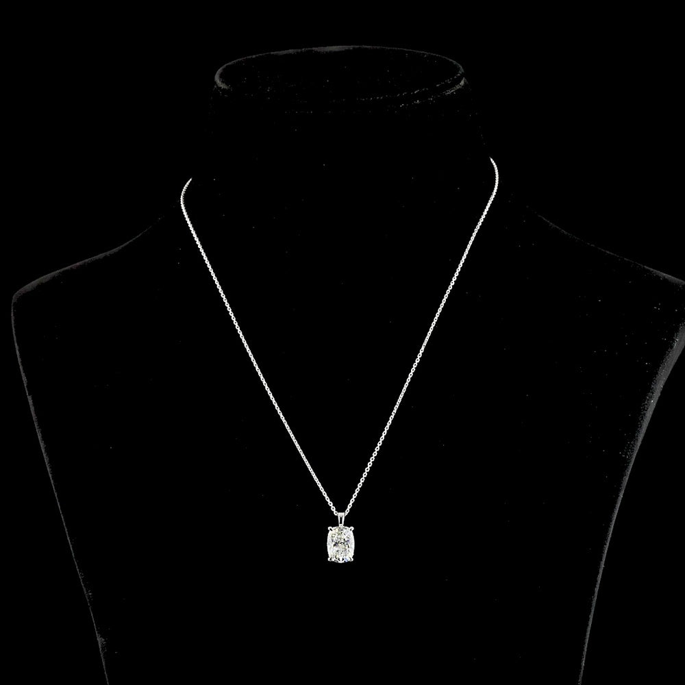 14K White Gold North-South Pendant with Cushion Brilliant Cut Lab Diamond - 3.02 Carat Total Diamond Weight - Covaloro Fine Jewelry