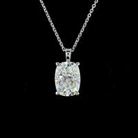 14K White Gold North-South Pendant with Cushion Brilliant Cut Lab Diamond - 3.02 Carat Total Diamond Weight - Covaloro Fine Jewelry