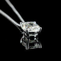 14K White Gold North-South Pendant with Cushion Brilliant Cut Lab Diamond - 3.02 Carat Total Diamond Weight - Covaloro Fine Jewelry