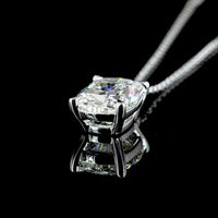 14K White Gold North-South Pendant with Cushion Brilliant Cut Lab Diamond - 3.02 Carat Total Diamond Weight - Covaloro Fine Jewelry