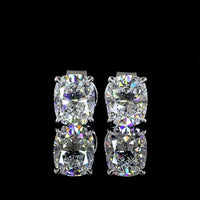 14K White Gold North-South Prong Set Cushion Brilliant Cut Lab Diamond Stud Earrings - 1.50 Carats Total Diamond Weight D VVS2 - Covaloro Fine Jewelry