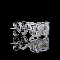 14K White Gold North-South Prong Set Cushion Brilliant Cut Lab Diamond Stud Earrings - 1.50 Carats Total Diamond Weight D VVS2 - Covaloro Fine Jewelry