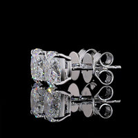 14K White Gold North-South Prong Set Cushion Brilliant Cut Lab Diamond Stud Earrings - 1.50 Carats Total Diamond Weight D VVS2 - Covaloro Fine Jewelry