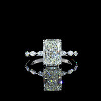 14K White Gold North-South Radiant Cut Hidden Halo Ring with Marquise Diamond Band - 3.60 Carats Total Diamond Weight (IGI Certified) - Covaloro Fine Jewelry