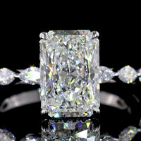 14K White Gold North-South Radiant Cut Hidden Halo Ring with Marquise Diamond Band - 3.60 Carats Total Diamond Weight (IGI Certified) - Covaloro Fine Jewelry