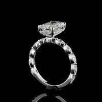 14K White Gold North-South Radiant Cut Hidden Halo Ring with Marquise Diamond Band - 3.60 Carats Total Diamond Weight (IGI Certified) - Covaloro Fine Jewelry