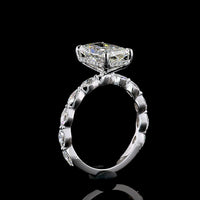 14K White Gold North-South Radiant Cut Hidden Halo Ring with Marquise Diamond Band - 3.60 Carats Total Diamond Weight (IGI Certified) - Covaloro Fine Jewelry