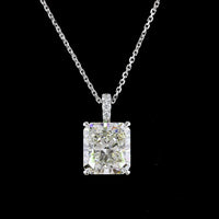14K White Gold North-South Radiant Cut Lab Diamond Pendant with Brilliant Cut Accent Diamonds - 4.10 Carats Total Diamond Weight (GIA Certified) - Covaloro Fine Jewelry