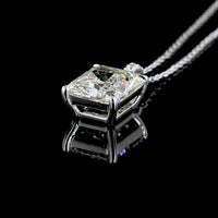 14K White Gold North-South Radiant Cut Lab Diamond Pendant with Brilliant Cut Accent Diamonds - 4.10 Carats Total Diamond Weight (GIA Certified) - Covaloro Fine Jewelry