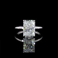 14K White Gold North-South Radiant Cut Solitaire Ring with 4.03 Carat Lab Grown Diamond - D VS1 IGI Certified - Covaloro Fine Jewelry