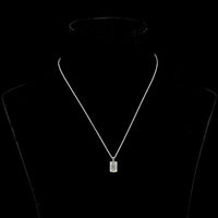 14K White Gold North-South Solitaire Pendant with 2.51 Carat Emerald Cut Lab Diamond (G Color, VVS2 Clarity) - Covaloro Fine Jewelry