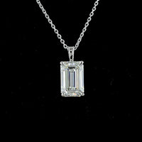 14K White Gold North-South Solitaire Pendant with 2.51 Carat Emerald Cut Lab Diamond (G Color, VVS2 Clarity) - Covaloro Fine Jewelry