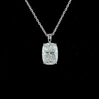 14K White Gold North-South Solitaire Pendant with 2.61 Carat Cushion Brilliant Cut Lab Diamond - E-F Color - Covaloro Fine Jewelry