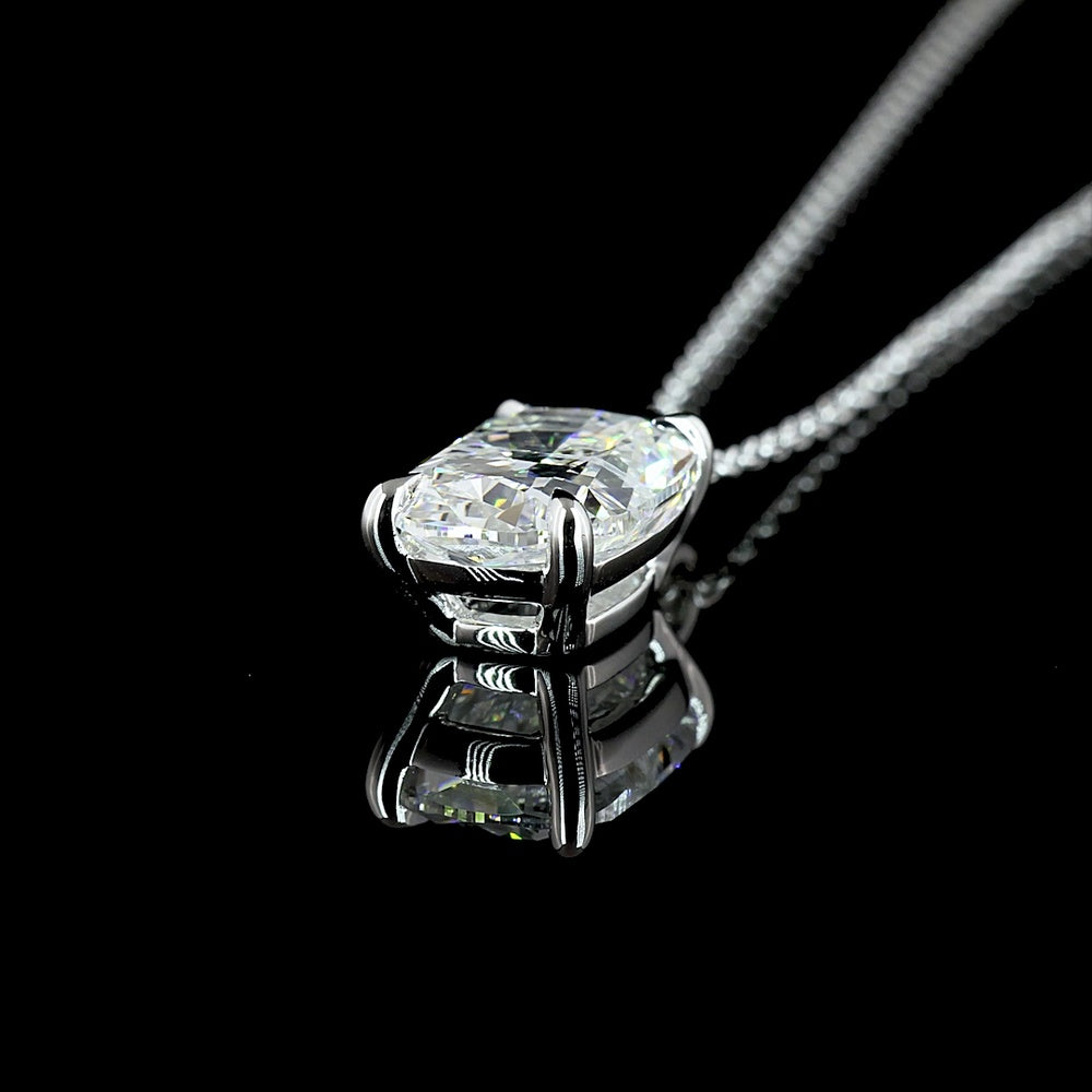 14K White Gold North-South Solitaire Pendant with 2.61 Carat Cushion Brilliant Cut Lab Diamond - E-F Color - Covaloro Fine Jewelry