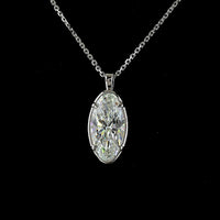 14K White Gold North-South Solitaire Pendant with 2.66 Carat Moval Cut Lab Grown Diamond (E-F Color, VS1 Clarity) - Covaloro Fine Jewelry