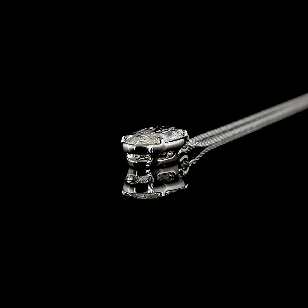 14K White Gold North-South Solitaire Pendant with 2.66 Carat Moval Cut Lab Grown Diamond (E-F Color, VS1 Clarity) - Covaloro Fine Jewelry