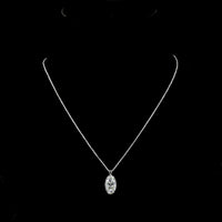 14K White Gold North-South Solitaire Pendant with 2.66 Carat Moval Cut Lab Grown Diamond (E-F Color, VS1 Clarity) - Covaloro Fine Jewelry