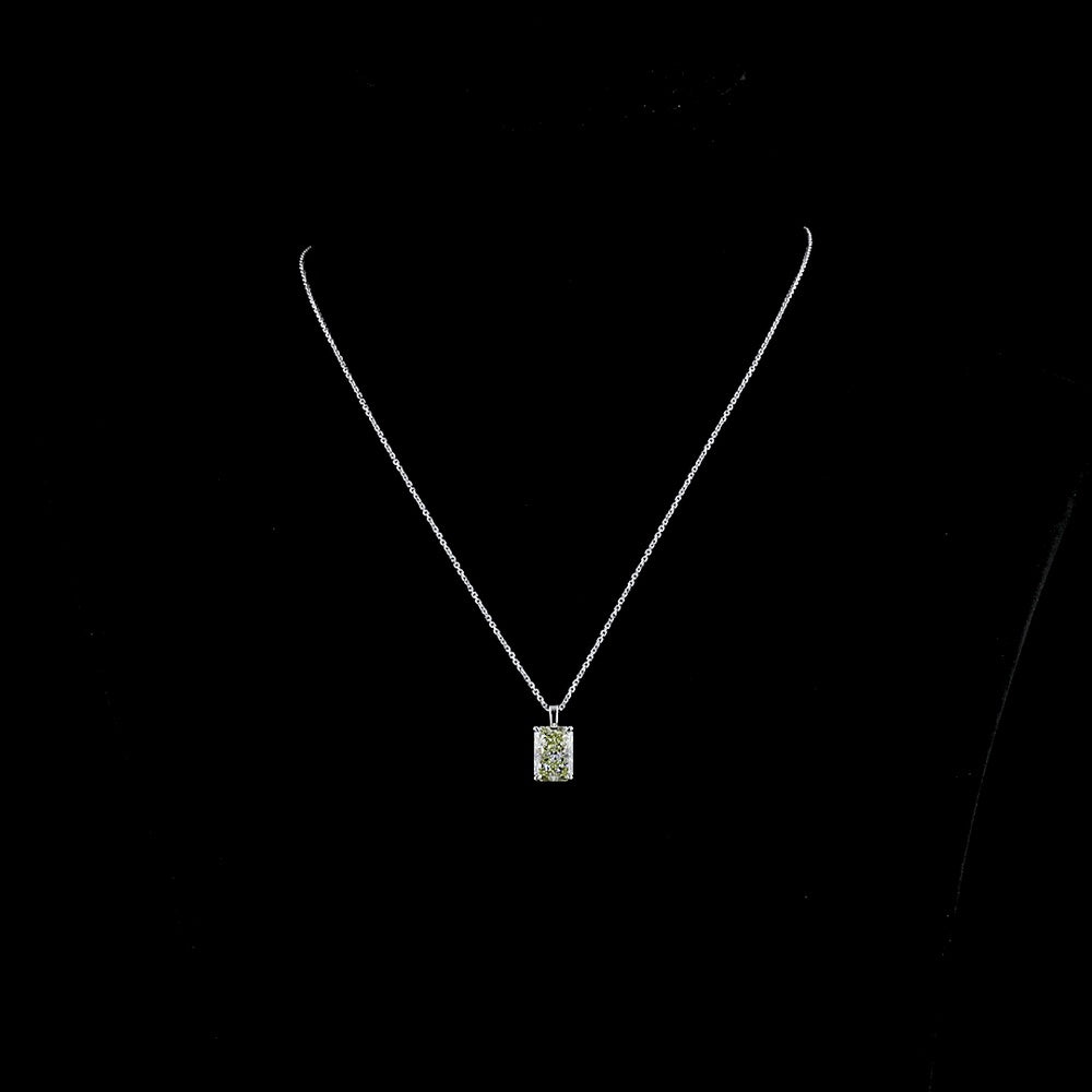 14K White Gold North-South Solitaire Pendant with 3.03 Carat Radiant Cut Lab-Grown Diamond (D VS2) - Covaloro Fine Jewelry