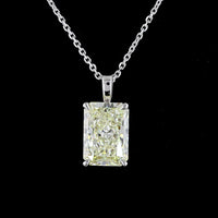 14K White Gold North-South Solitaire Pendant with 3.03 Carat Radiant Cut Lab-Grown Diamond (D VS2) - Covaloro Fine Jewelry