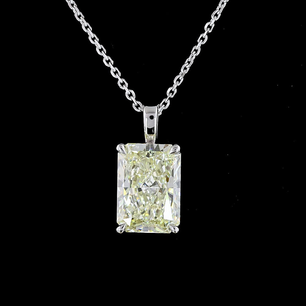 14K White Gold North-South Solitaire Pendant with 3.03 Carat Radiant Cut Lab-Grown Diamond (D VS2) - Covaloro Fine Jewelry