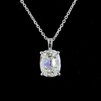 14K White Gold North-South Solitaire Pendant with Antique Cushion Cut Lab Diamond - 2.33 Carat G VS1 - Covaloro Fine Jewelry