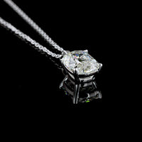 14K White Gold North-South Solitaire Pendant with Antique Cushion Cut Lab Diamond - 2.33 Carat G VS1 - Covaloro Fine Jewelry
