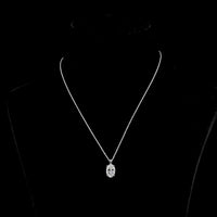 14K White Gold North-South Solitaire Pendant with Oval Cut Lab Diamond - 3.15 Carat Total Weight, E-F Color, SI1 Clarity - Covaloro Fine Jewelry