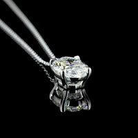 14K White Gold North-South Solitaire Pendant with Oval Cut Lab Diamond - 3.15 Carat Total Weight, E-F Color, SI1 Clarity - Covaloro Fine Jewelry