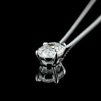 14K White Gold North-South Solitaire Pendant with Oval Cut Lab Diamond - 3.15 Carat Total Weight, E-F Color, SI1 Clarity - Covaloro Fine Jewelry