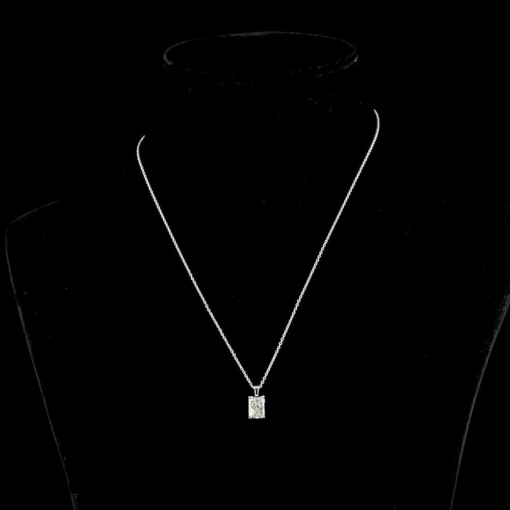 14K White Gold North-South Solitaire Pendant with Radiant Cut Lab Diamond - 1.53 Carat Total Weight, VS1 Clarity - Covaloro Fine Jewelry