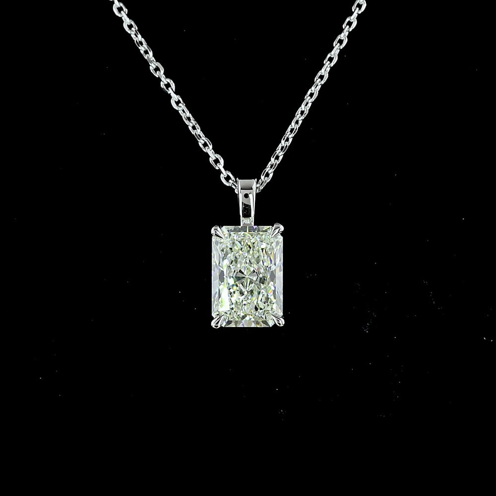14K White Gold North-South Solitaire Pendant with Radiant Cut Lab Diamond - 1.53 Carat Total Weight, VS1 Clarity - Covaloro Fine Jewelry