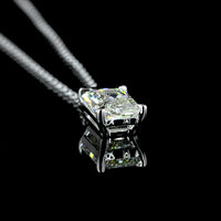 14K White Gold North-South Solitaire Pendant with Radiant Cut Lab Diamond - 1.53 Carat Total Weight, VS1 Clarity - Covaloro Fine Jewelry