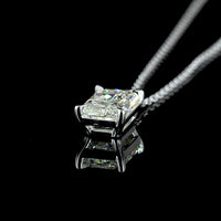 14K White Gold North-South Solitaire Pendant with Radiant Cut Lab Diamond - 1.53 Carat Total Weight, VS1 Clarity - Covaloro Fine Jewelry