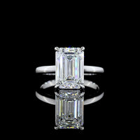 14K White Gold North-South Solitaire Ring with 4.09 Carat Emerald Cut Lab Diamond - D VVS2 Clarity, IGI Certified - Covaloro Fine Jewelry