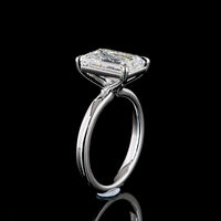 14K White Gold North-South Solitaire Ring with 4.09 Carat Emerald Cut Lab Diamond - D VVS2 Clarity, IGI Certified - Covaloro Fine Jewelry