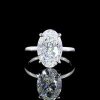 14K White Gold North-South Solitaire Ring with 5.13 Carat Oval Cut Lab Grown Diamond - E VVS1 IGI Certified - Covaloro Fine Jewelry