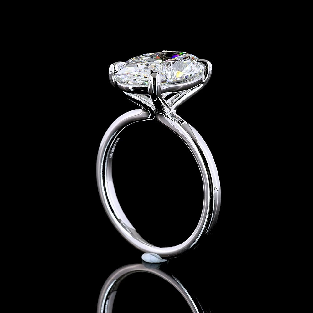 14K White Gold North-South Solitaire Ring with 5.13 Carat Oval Cut Lab Grown Diamond - E VVS1 IGI Certified - Covaloro Fine Jewelry