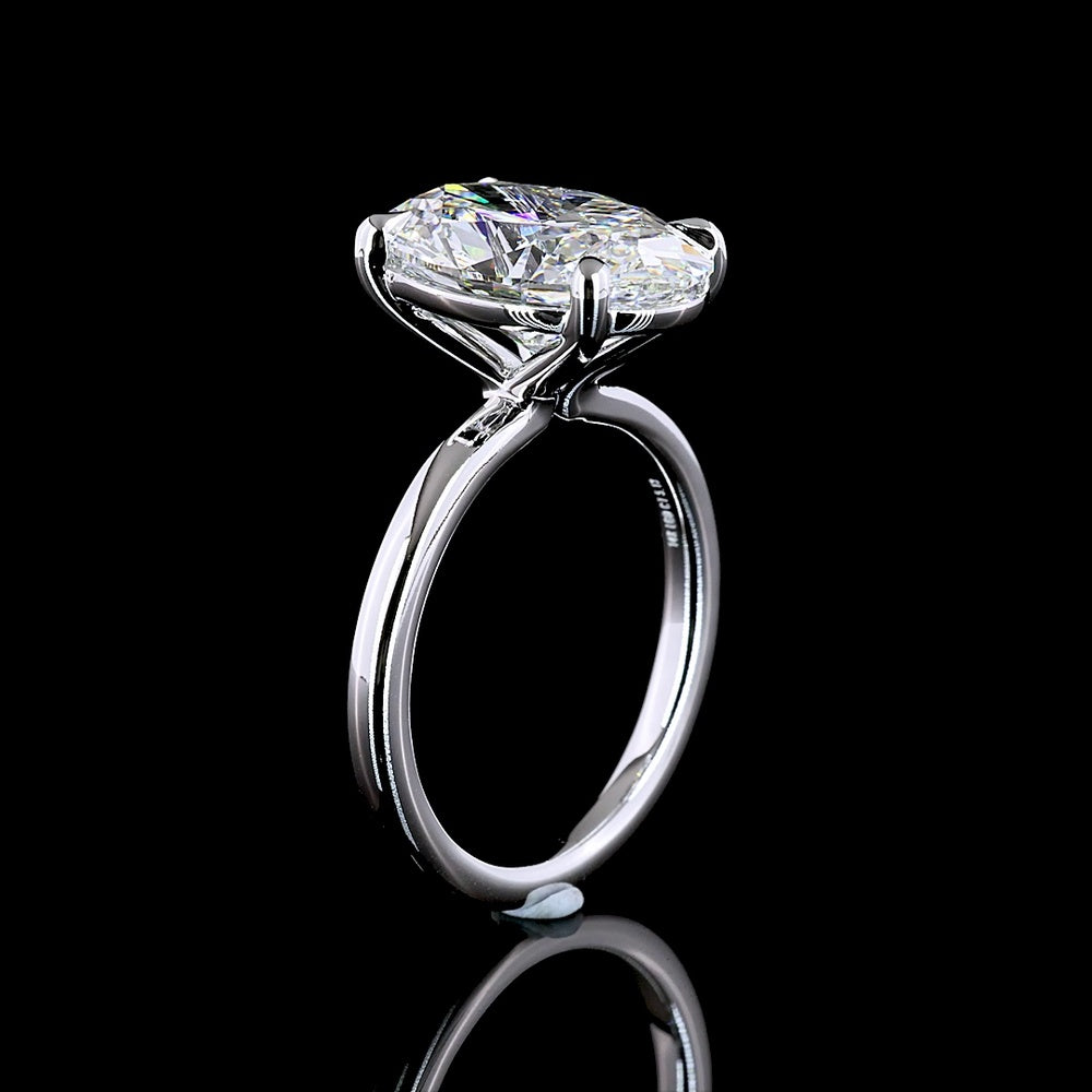14K White Gold North-South Solitaire Ring with 5.13 Carat Oval Cut Lab Grown Diamond - E VVS1 IGI Certified - Covaloro Fine Jewelry
