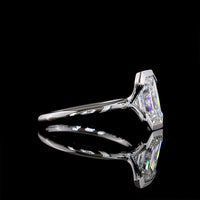 14K White Gold North-South Solitaire Ring with Half Bezel Set 2.23 Carat Emerald Cut Lab Diamond - E-F VVS2 IGI Certified - Covaloro Fine Jewelry