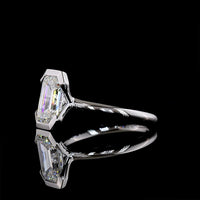 14K White Gold North-South Solitaire Ring with Half Bezel Set 2.23 Carat Emerald Cut Lab Diamond - E-F VVS2 IGI Certified - Covaloro Fine Jewelry
