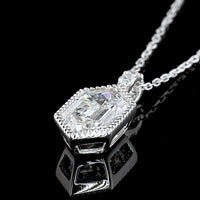14K White Gold North-South Step Marquise Lab Diamond Pendant Necklace with Brilliant Accents - 1.58 Carat Total Weight - Covaloro Fine Jewelry