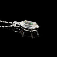 14K White Gold North-South Step Marquise Lab Diamond Pendant with Brilliant Cut Accents - 2.20 Carats Total Diamond Weight - Covaloro Fine Jewelry