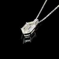 14K White Gold North-South Step Marquise Lab Diamond Pendant with Brilliant Cut Accents - 2.20 Carats Total Diamond Weight - Covaloro Fine Jewelry