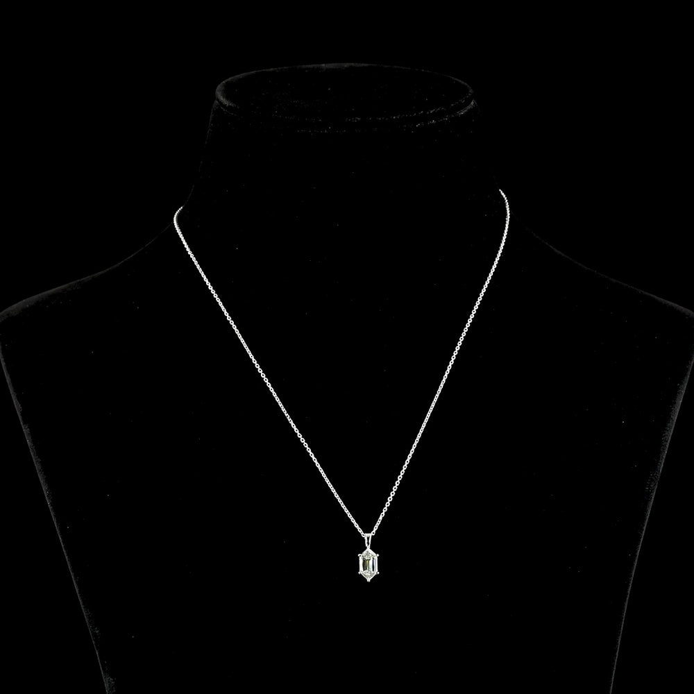 14K White Gold North-South Step Marquise Solitaire Pendant with 1.06 Carat Lab Diamond - G Color VVS2 Clarity - Covaloro Fine Jewelry