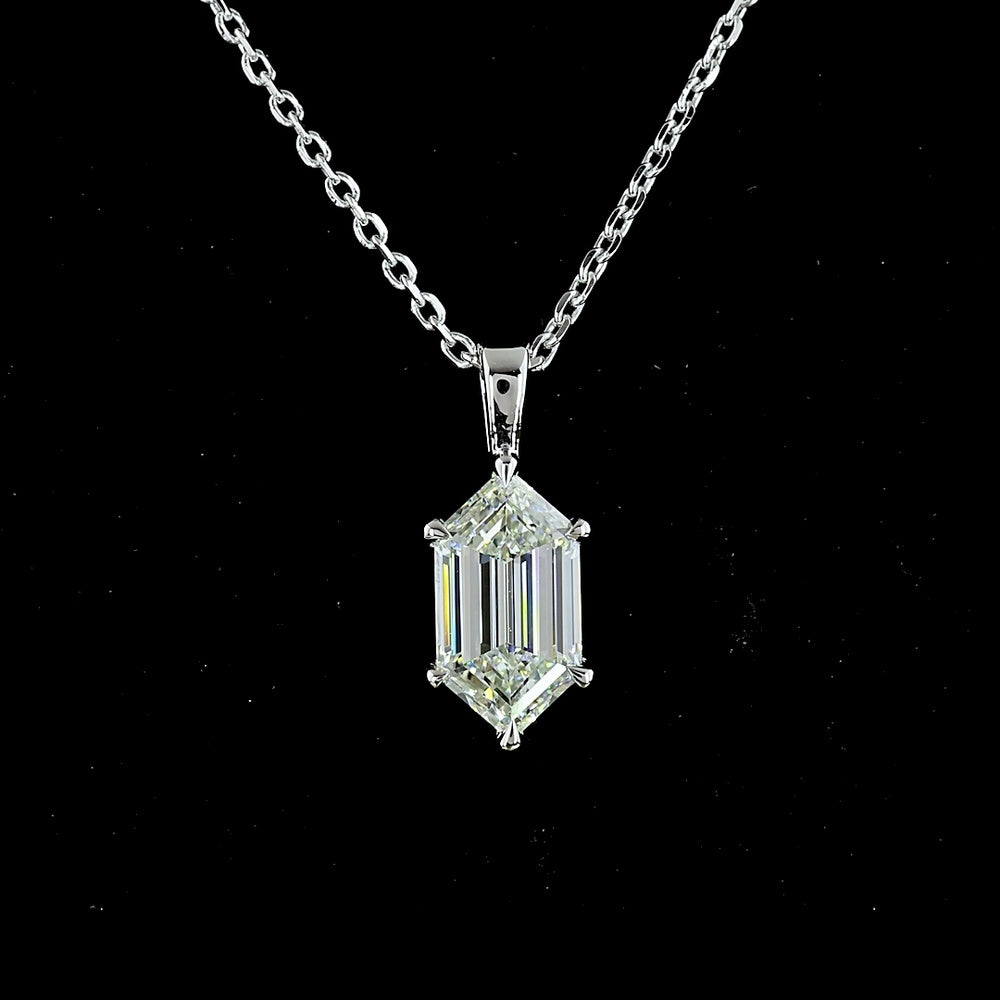 14K White Gold North-South Step Marquise Solitaire Pendant with 1.06 Carat Lab Diamond - G Color VVS2 Clarity - Covaloro Fine Jewelry